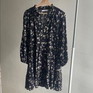 MNG Mango Black and White Cherry blossom Floral Dress L